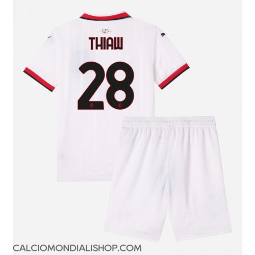 Maglie da calcio AC Milan Malick Thiaw #28 Seconda Maglia Bambino 2024-25 Manica Corta (+ Pantaloni corti)